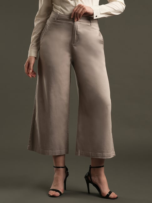 Globus Light Beige Relaxed Fit Mid Rise Cropped Trousers-picture-22