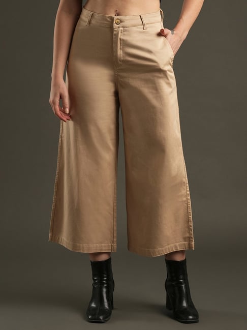 Globus Beige Relaxed Fit Mid Rise Cropped Trousers-picture-27