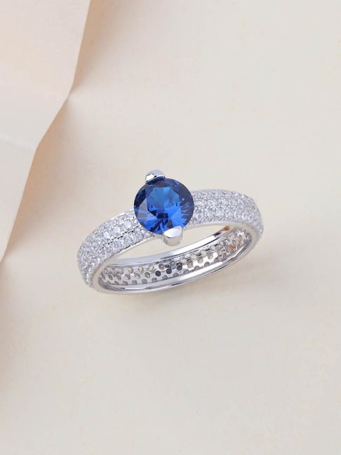 Ornate Jewels 925 Silver 1 Carat Blue Sapphire Halo Ring for Women