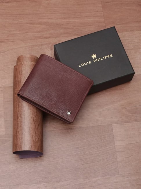 Buy Louis Philippe Brown Casual Leather Bi-Fold Wallet for Men For
