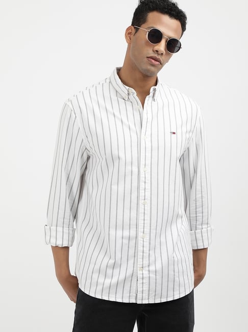 Tommy Hilfiger Dark Night Navy Stripe Cotton Regular Fit Stripes Shirt