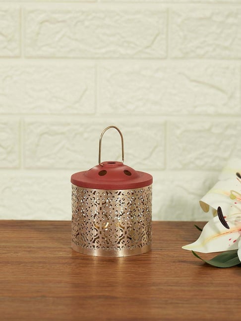 Living Scapes by Pantaloons Rust & Gold Iron T-Light Candle Holder-picture-15