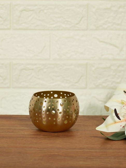 Living Scapes by Pantaloons Gold Iron T-Light Candle Holder-picture-34