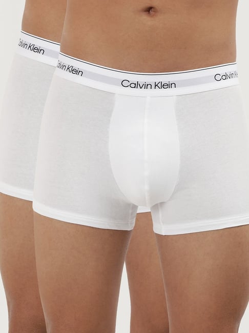 Calvin Klein Underwear White Cotton Regular Fit Trunks Pack Of