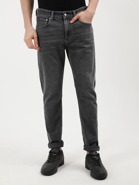 Calvin Klein Jeans Grey Cotton Regular Fit Jeans