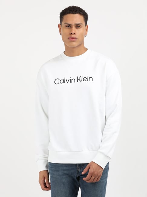 Buy Calvin Klein Jeans White Cotton Regular Fit Logo Printed