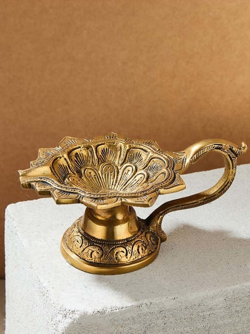 Fabindia Home Mehnoor Gold Brass Antique Mehnoor Oil Lamp 30Ml-picture-25