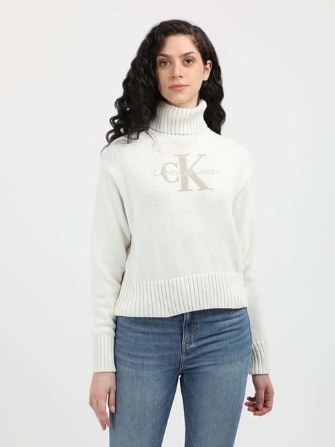 CALVIN KLEIN JEANS White Self Pattern Sweater