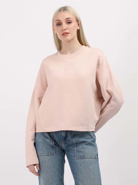 CALVIN KLEIN JEANS Pink Cotton Plain Sweatshirt