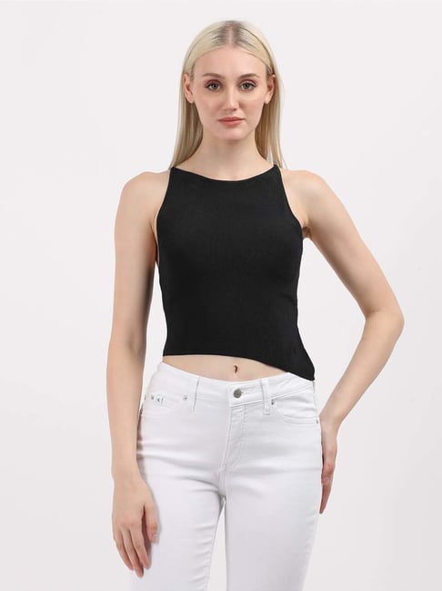 CALVIN KLEIN JEANS Black Plain Crop Top