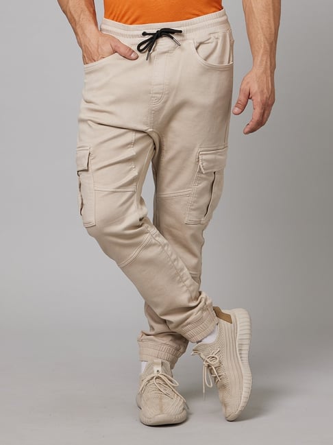 Cargo Pantalon Fit Slim MUFTI Off-white Solid Slim Fit Cargo Jeans