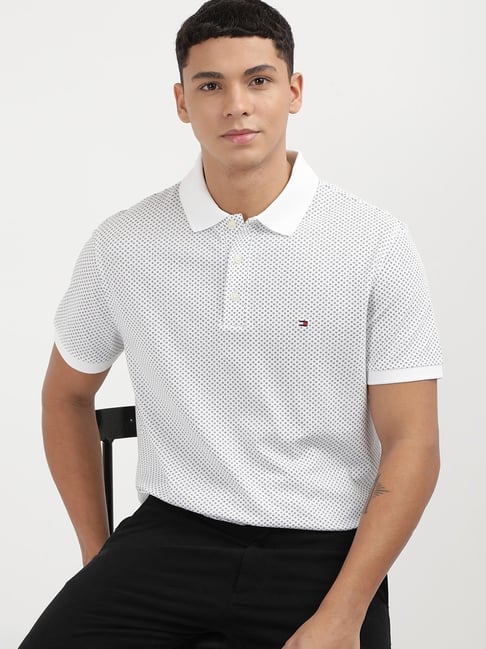 Buy Tommy Hilfiger White Desert Sky Cotton Graphic Polo T-Shirt