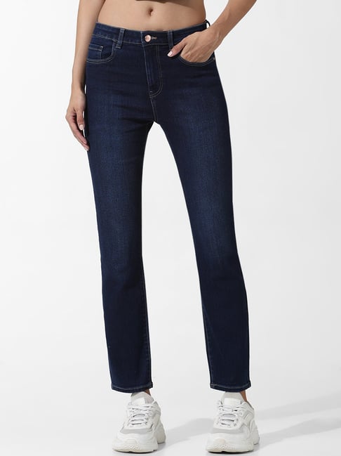 Buy Only Blue Blended Slim Fit Mid Rise Jeans for Women Online