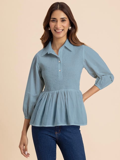 Moomaya Blue Regular Fit Top