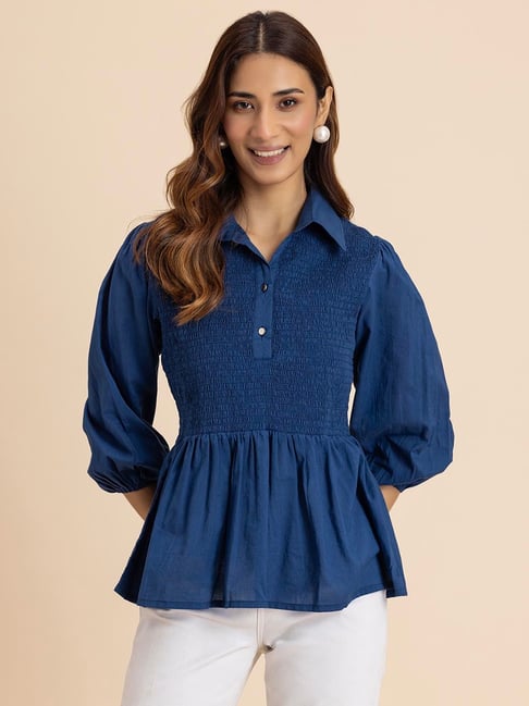 Moomaya Dark Blue Regular Fit Top