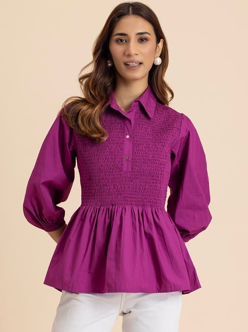 Moomaya Magenta Regular Fit Top