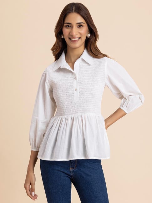 Moomaya White Regular Fit Top