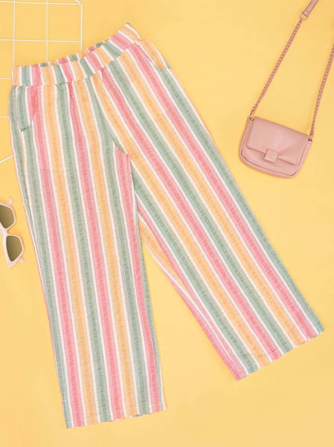 Pantaloons Junior Girls Multicolor Cotton Striped Track Bottoms & Joggers-picture-11