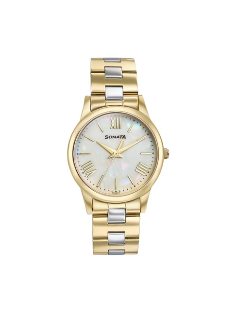 Sonata 87061BM01W Glam Gold Analog Watch for Women-image-0