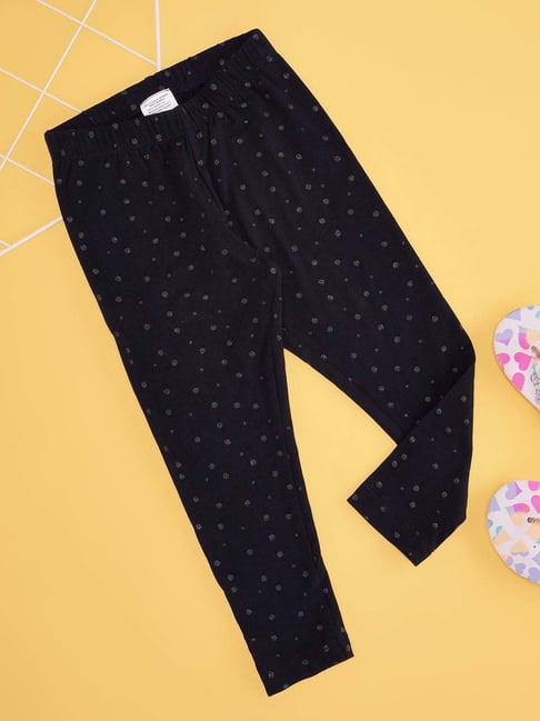 Pantaloons Junior Girls Navy Cotton Printed Tights & Leggings