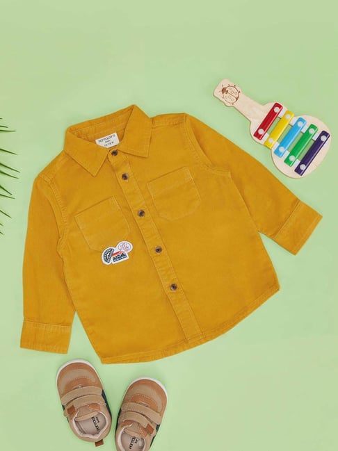 Pantaloons Baby Boys Misted Marigold Cotton Solid Full Sleeves Shirts