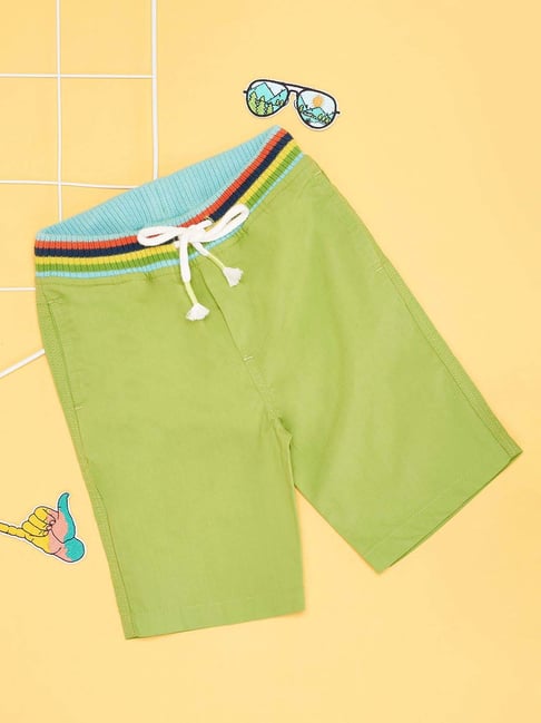 Pantaloons Baby Boys Green Glow Cotton Solid Shorts