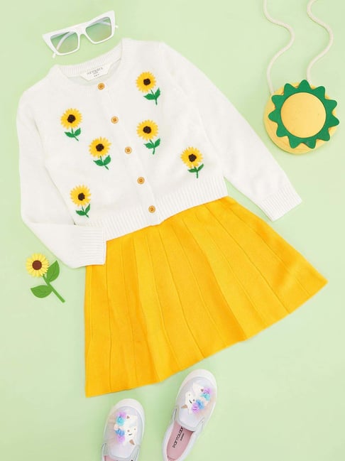 Pantaloons Junior Girls Yellow & White Printed Full Sleeves Sweaters & Cardigans-picture-38