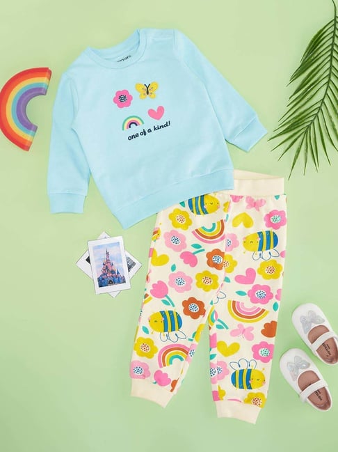 Pantaloons Baby Girls Blue & White Cotton Printed Full Sleeves Sweatshirts & Hoodies-picture-28