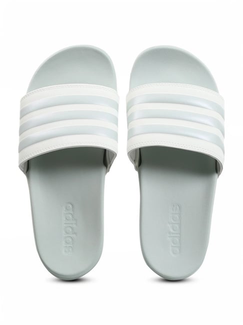 Adidas Women's Adilette Comfort White Crystal Jade Slides