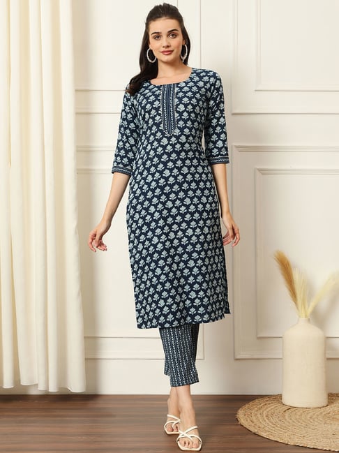 Meeranshi Indigo Printed Kurta Pant Set