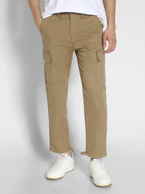 Buy American Eagle Khaki Slim fit Solid Cargos (Casual) for Mens