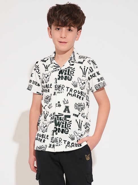 Jack & Jones Junior Boys White Cotton Typography Shirt-picture-13