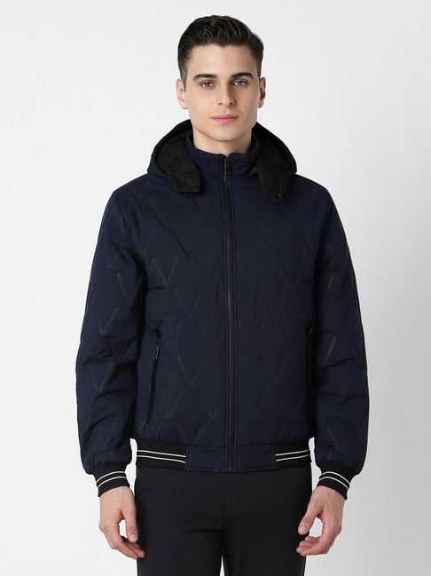 Van Heusen Navy Regular fit Solid Casual Jacket-picture-23