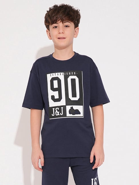 Jack & Jones Junior Boys Dark Blue Cotton Typography T-Shirt-picture-30