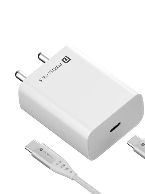 Portronics Adapto 25W Super Fast Type C Adaptor with PPS Protection,Fast Charging Adaptor (White)