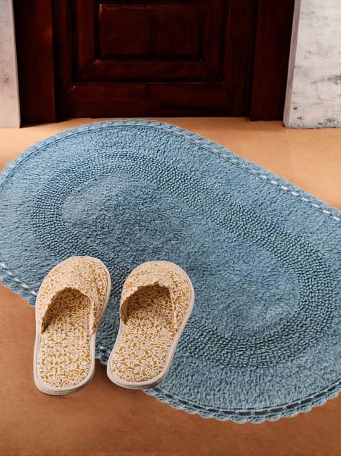 Fabindia Home Standalone Blue Cotton 1500 GSM Bathmat