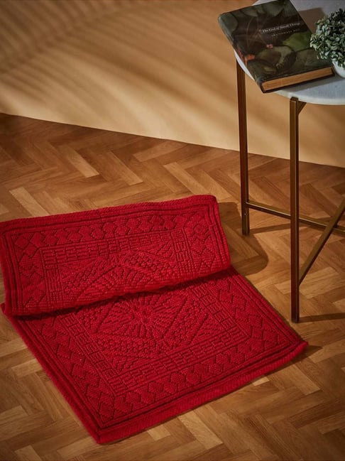 Fabindia Home Standalone Red Cotton 1333 GSM Bathmat