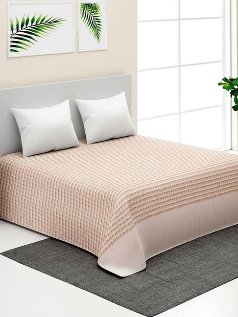 Fabindia Home Deepali Beige Cotton 104 TC Queen Bed Cover