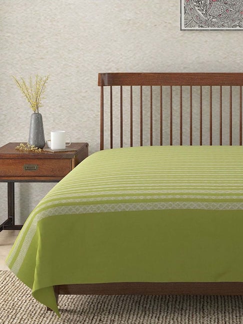 Fabindia Home Krisha Green Cotton 64 TC Single Bed Cover
