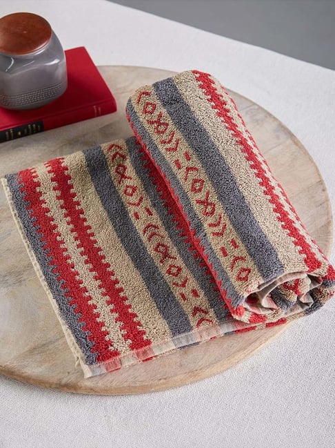 Fabindia Home Hasee Red Cotton 570 GSM Large Bath Towel