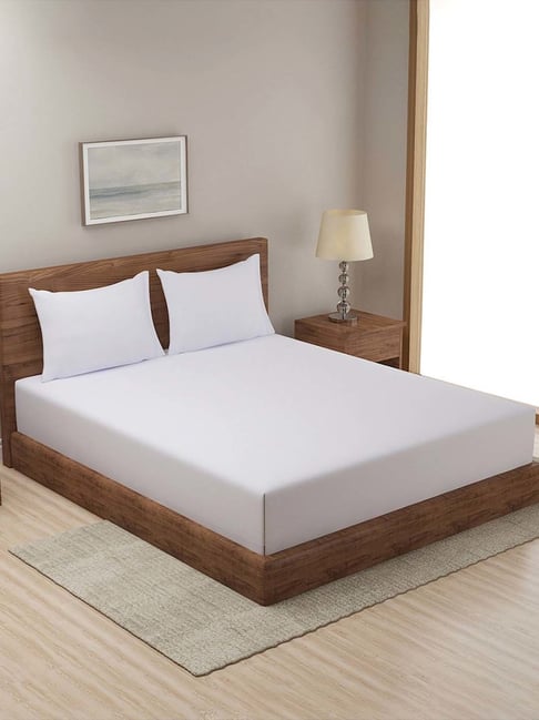 Fabindia Home Standalone White Cotton 180 TC Double Bedsheet with 2 Pillow Covers-image-14