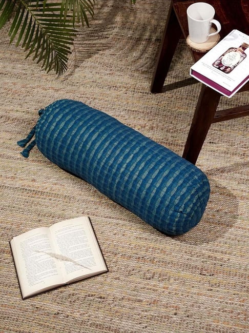 Fabindia Home Deepali Indigo Cotton 104 TC Bolster Cover