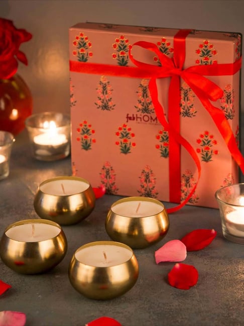 Fabindia Home Shalimar Golden Candles - Set of 4