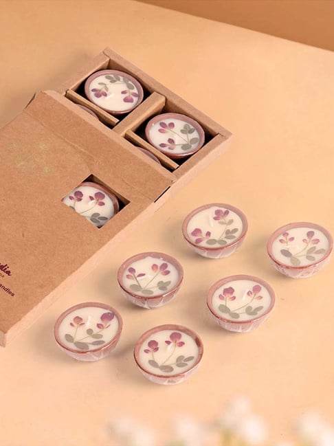 Fabindia Home Azaan Brown Wax T-Lite Candles - Set of 6