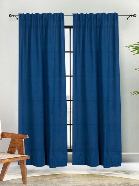 Fabindia Home Natali Blue Cotton Curtain