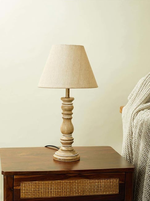 Fabindia Home Tvashti White Wood Table Lamp-picture-10