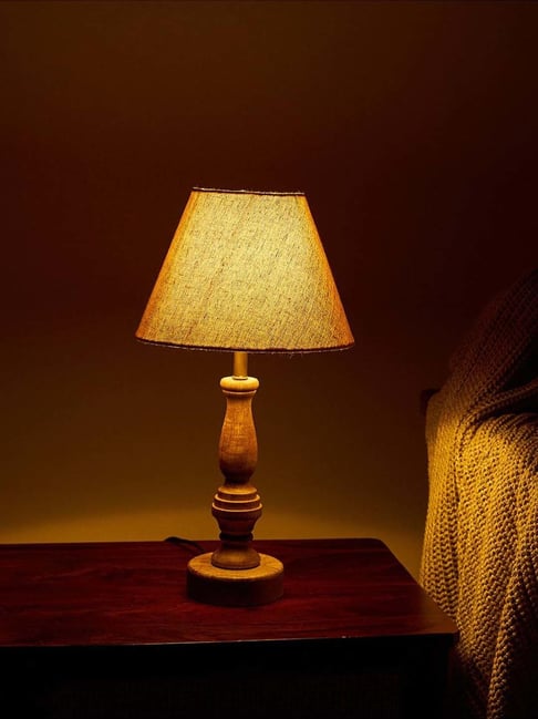 Fabindia Home Tvashti Natural Wood Table Lamp