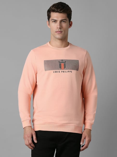 Louis Philippe Peach Regular fit Print Casual Sweatshirt-picture-22