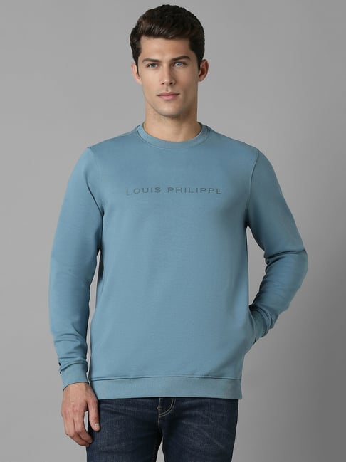 Louis Philippe Blue Cotton Regular fit Print Casual Sweatshirt-picture-35