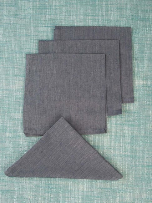 Fabindia Home Mysa Blue Cotton 94 TC Napkins - Set of 4